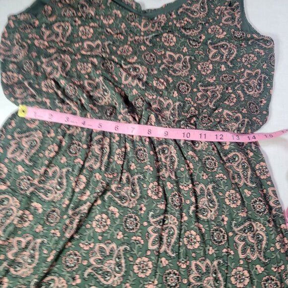 Ann Taylor Loft Floral Print Green Sleeveless A-Line Dress Size M - Picture 6 of 9